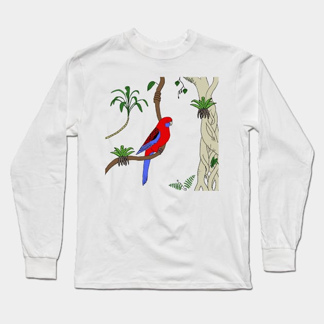 Crimson Rosella Long Sleeve T-Shirt by wanungara